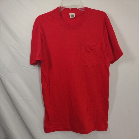 Fruit Of The Loom - Vintage Single Stitch Pocket Red T-shirt Men's Size Medium M - Picture 3 of 13